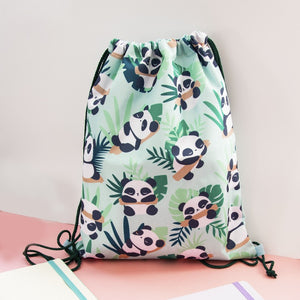 Panda drawstring gym bag nylon cute - MyKiCi
